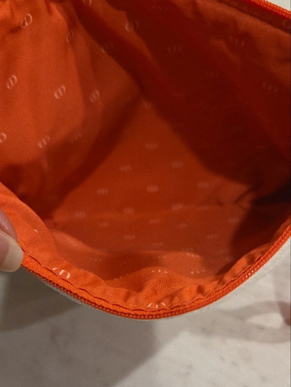 Dior White and Orange Christian Dior Cosmetic Pouch